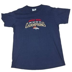 Vintage Denver Broncos TShirt M Super Bowl XXXII 1998 Champions Lee USA NFL Tee